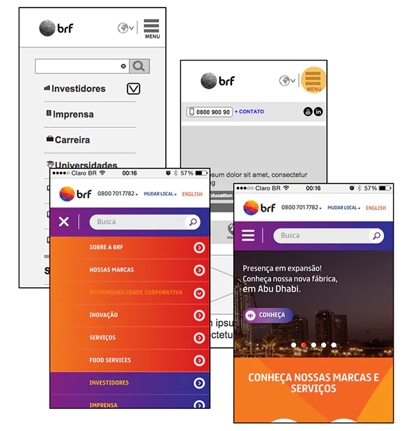 Versões para dispositivos móveis do site da BRF