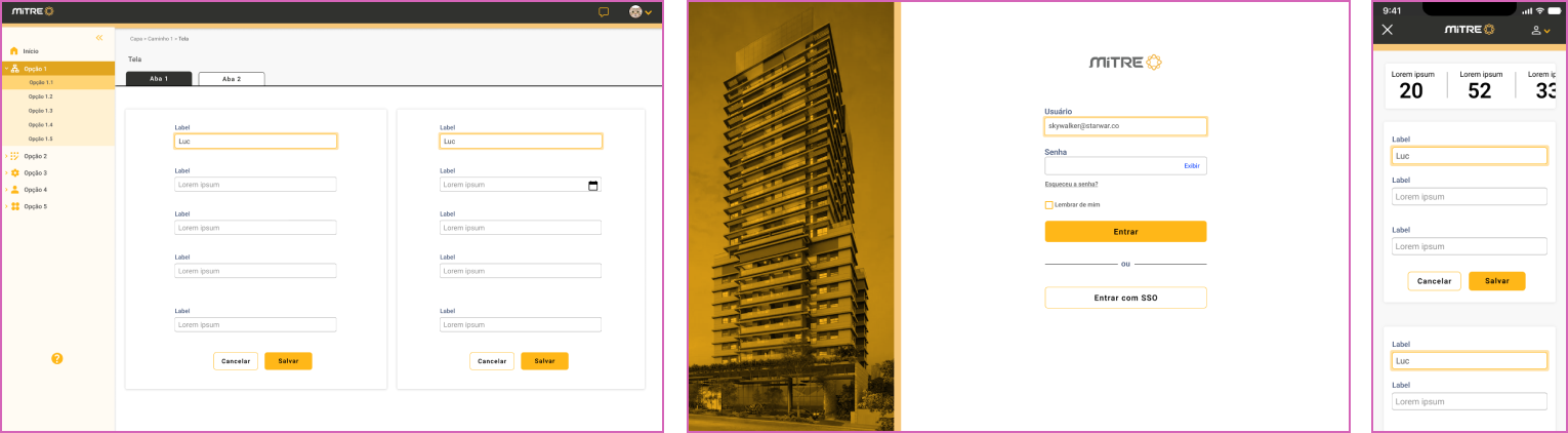 Interfaces do sistema comercial desenvolvido para a Mitre Realty
