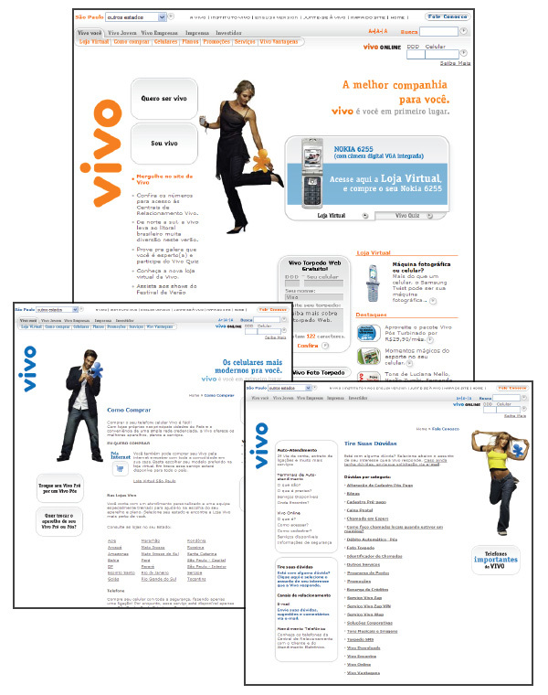 Design final criado a partir da arquitetura da informação do portal Vivo